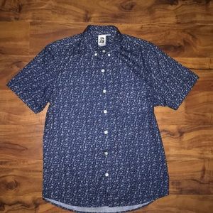 Size Large-Blue-Short Sleeve-Button Down-